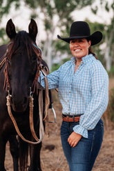 Birdie Top - Cloud Blue Check