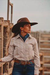 Ivy Shirt - Light Brown & White Check