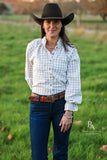 Birdie Top - Natural Linen Check
