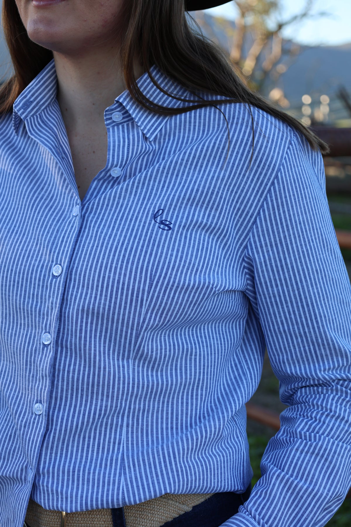 Arabella Shirt - Navy & White Stripe
