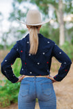 Freya Shirt - Navy with Hearts