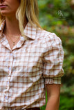 Mae Blouse - Sandstone Plaid