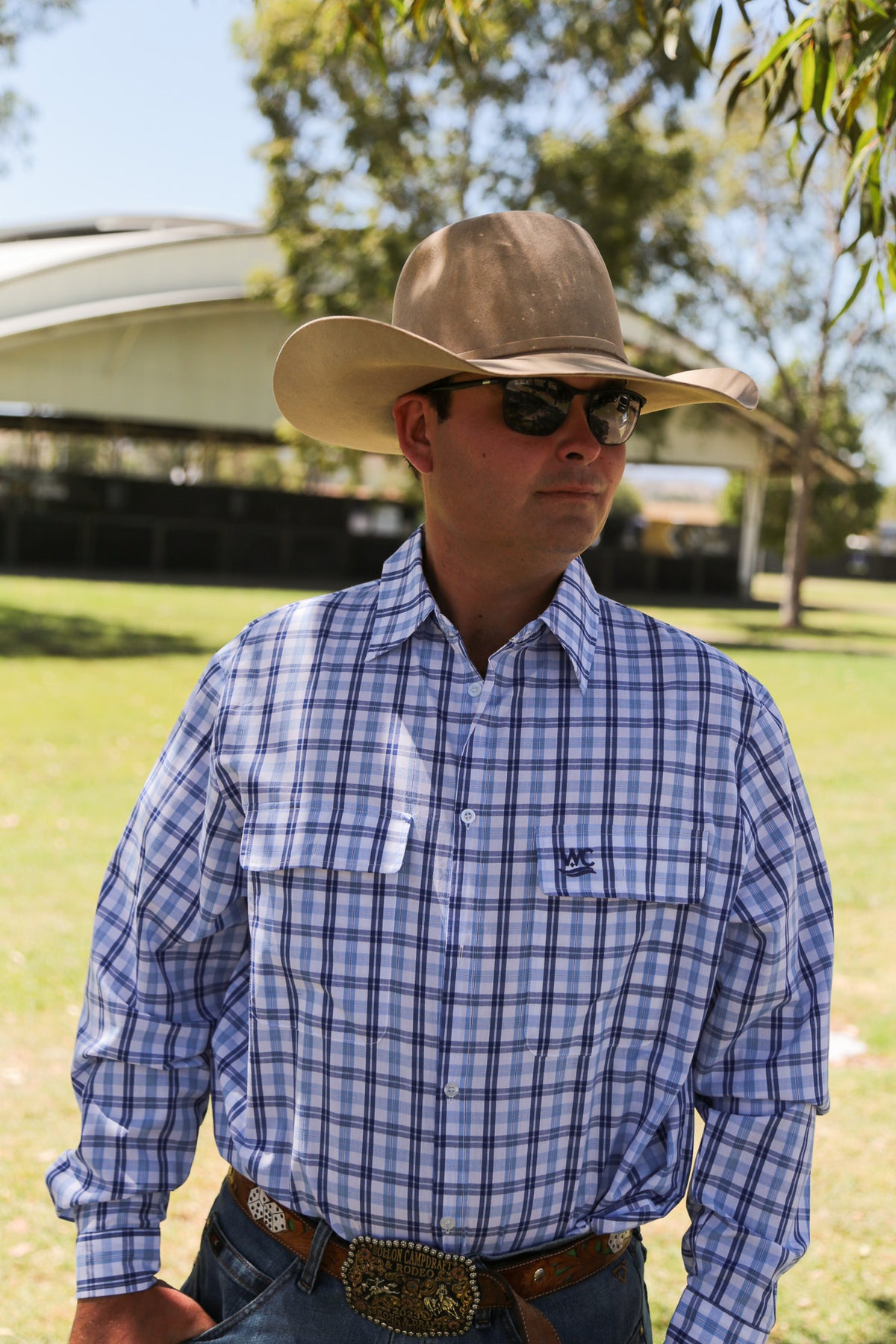 Whiskey Creek - Navy & Blue Plaid (Size Down)