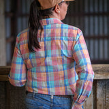 Ivy Womens Cotton Shirt in Multi Coloured Check | Tailored Back Darts