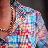 Ivy Womens Cotton Shirt in Multi Coloured Check | Tailored Back Darts