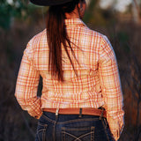 Ivy Womens Cotton Shirt in Sunset Plaid | Tailored Back Darts