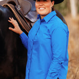 Billie Womens Oversized Cotton Shirt in Blue | Boyfriend Fit