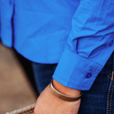 Billie Womens Oversized Cotton Shirt in Blue | Boyfriend Fit