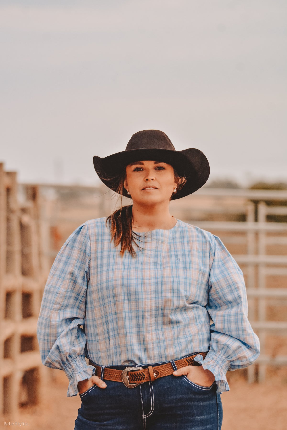 Quinn Blouse – Light Blue Plaid