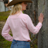 Ivy Womens Cotton Shirt in Light Pink | Tailored Back Darts