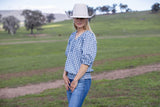 Tess Blouse - Blue Slate Check