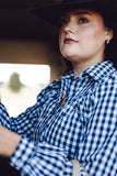 Georgie Blouse - Navy Gingham