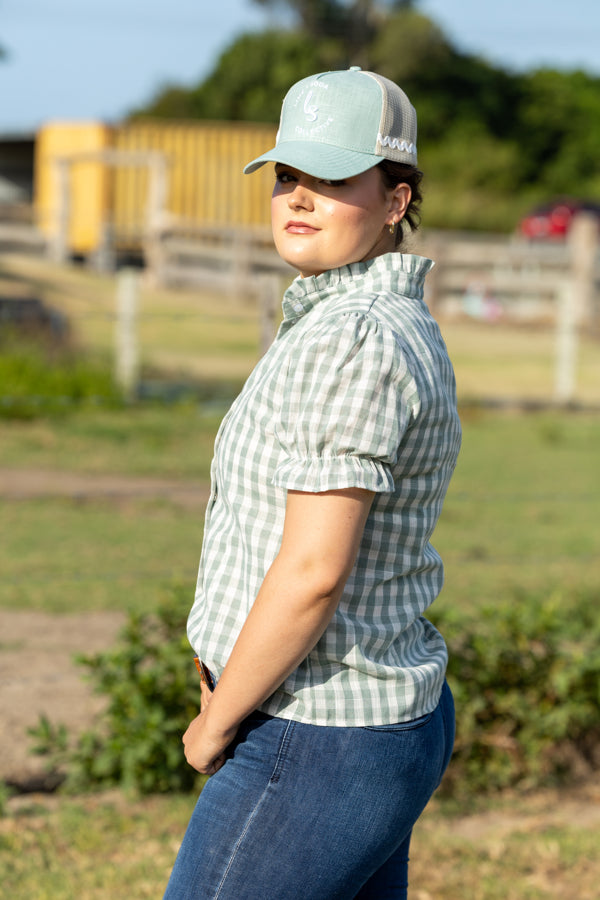 Tilly Blouse - Sage Gingham