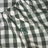 Georgie Womens Cotton Blouse in Forest Green Gingham | Gathered Shoulders